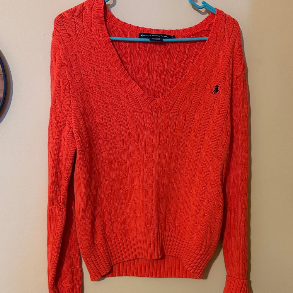 Ralph Lauren Women's V-Neck Sweater - Vibrant Orange